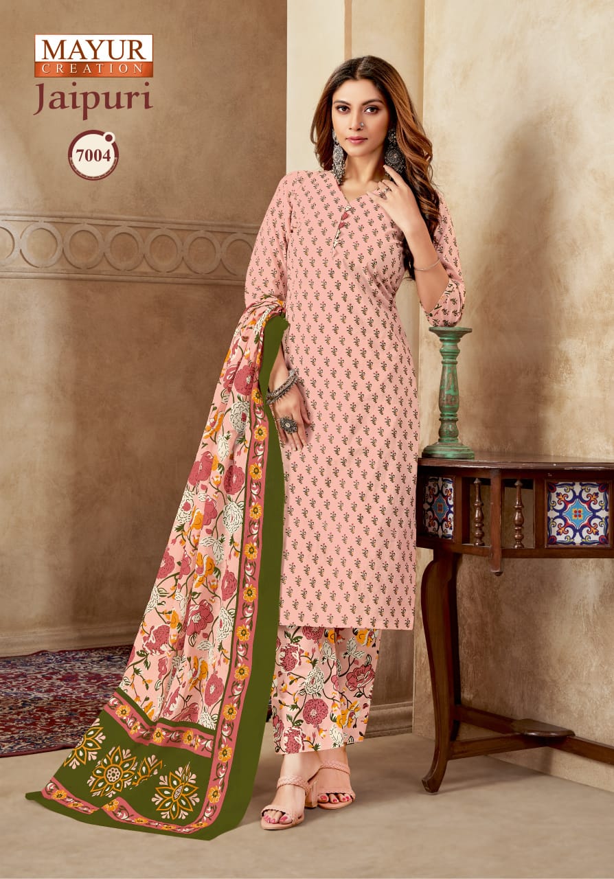 Jaipuri Vol 7 By Mayur Printed Cotton Kurti With Bottom Dupatta Wholesale Shop In Surat